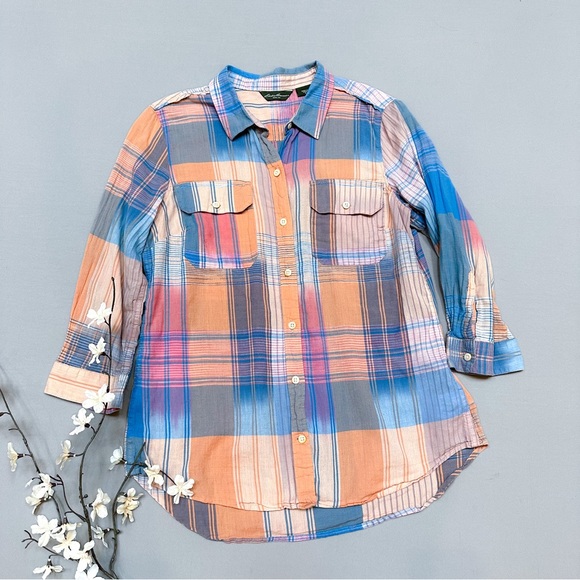 Eddie Bauer Tops - EDDIE BAUER plaid button down shirt, M.
